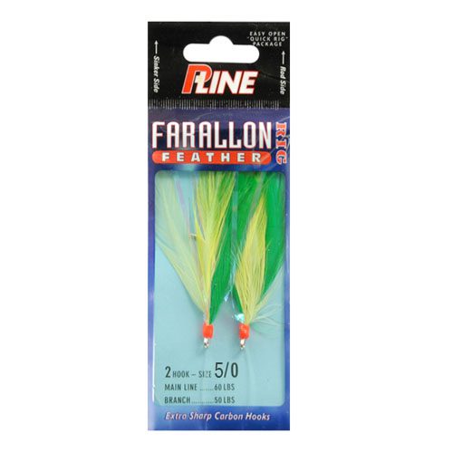 FF 5/0 G/CH PLUMAS FARALLON RIG - COLOR VERDE / CHARTREUSE - NO 5/0