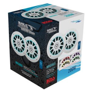 MRGB65S PAR DE BOCINAS MARINAS DE DOS VIAS DE 6.5” – 200 WATT – COLOR PLATEADO – BOSS MARINE [CLONE]