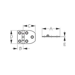 201020-1 PAR DE BISAGRAS PEQUEÑAS PARA PUERTA LATERAL DE ACERO INOXIDABLE -  2" - SEA DOG
