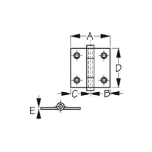 204620-1 PAR DE BISAGRAS DESMONTABLES DE LATÓN FUNDIDO - 2" - SEA DOG