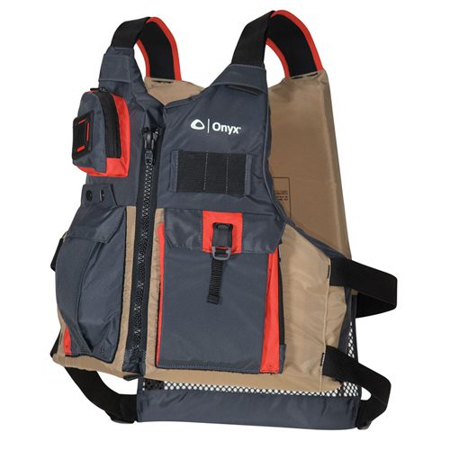 121700-706-17 CHALECO SALVAVIDAS PARA KAYAK DE PESCA - COLOR GRIS/CAFE - TIPO III - ONYX