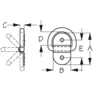 090145 ARGOLLA EN D PARA FIJACIÓN – ACERO INOXIDABLE – SEA DOG