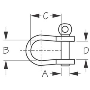 140106 GRILLETE EN ARCO DE ACERO INOXIDABLE – 5/8” X 15/16”X9/16” – SEA DOG