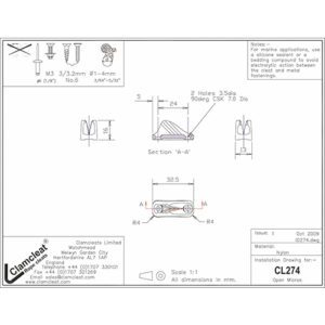 CL274 CLEAT DE FRENO PARA CABO – 1 1/4” LONGITUD – CLEAMCLEAT