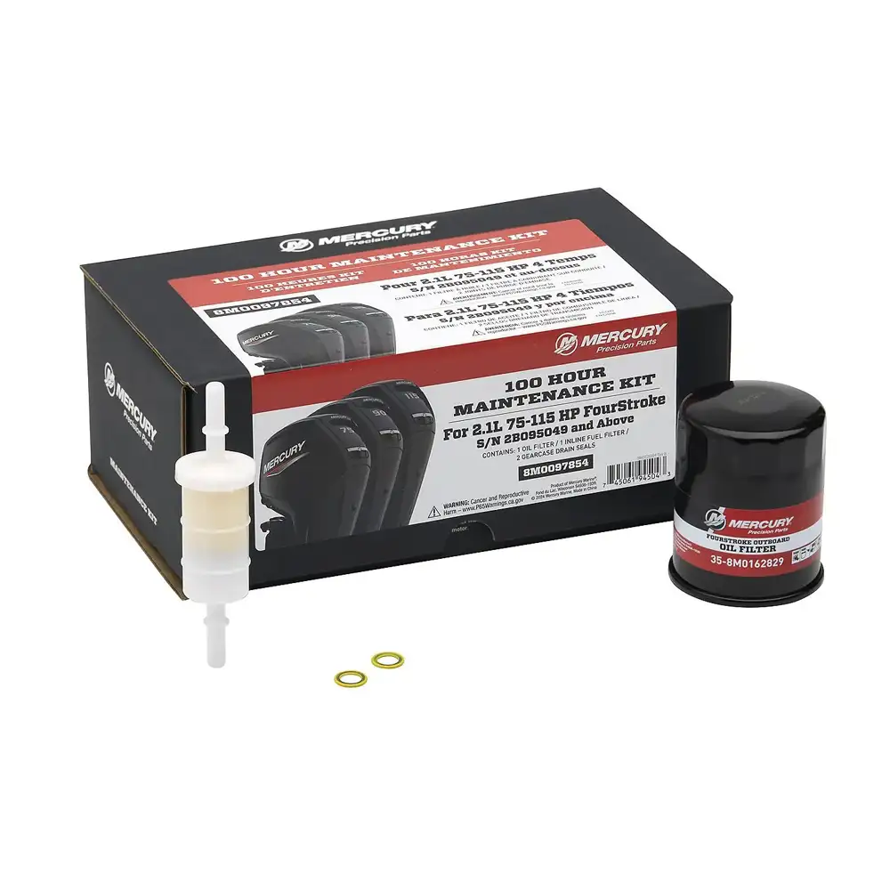 8M0097854 KIT DE MANTENIMIENTO PARA MOTOR FUERA DE BORDA 75-115HP SEAPRO DE 4 TIEMPOS – 100 HORAS – MERCURY