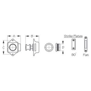 224301 CHAPA DE BOTÓN – PESTILLO DE LATÓN PULIDO– SEA DOG