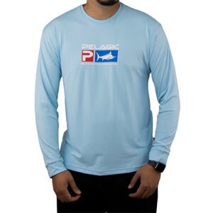 1015181021 PLAYERA DE MANGA LARGA CON PROTECCIÓN SOLAR AQUATEK – COLOR AZUL CLARO – PELAGIC