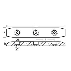 00218 ÁNODO BARRA DE ZINC PARA CASCO -  500 x 85 x 40 MM - TECNOSEAL