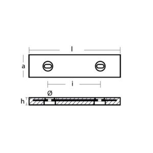 00225 ÁNODO PLACA DE ZINC CON INSERTO HC 180 PARA CASCO -  322 x 83 x 30 MM - TECNOSEAL