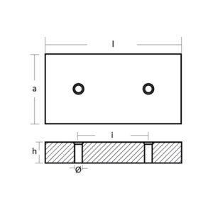 00233 ÁNODO DE ZINC CON INSERTO HC 250 PARA CASCO -  400 x 80 x 30 MM - TECNOSEAL