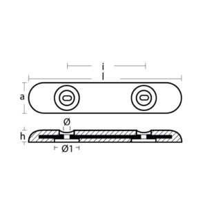 00272E ÁNODO BARRA DE ZINC TIPO UK PARA CASCO -  455 x 90 x 40 MM - TECNOSEAL
