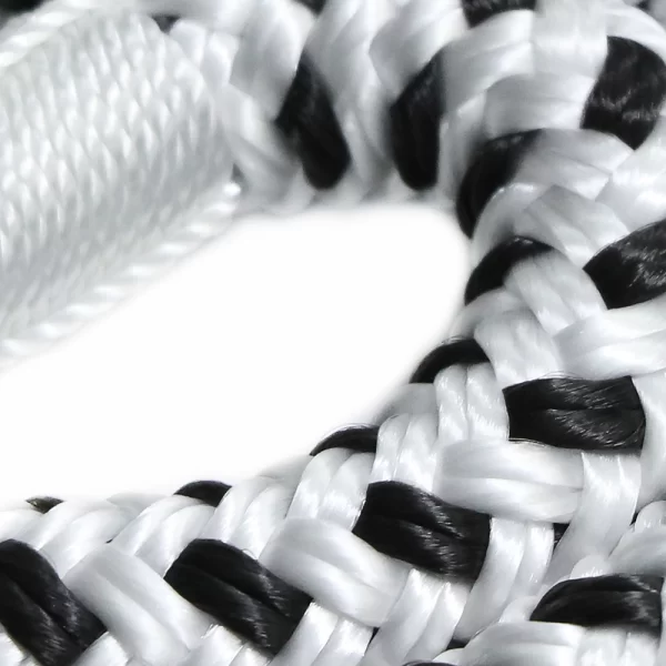 CABO DE POLIPROPILENO PARA AMARRE – TRENZADO DOBLE – COLOR BLANCO - NEGRO – 25′ – THE MARINE ROPE