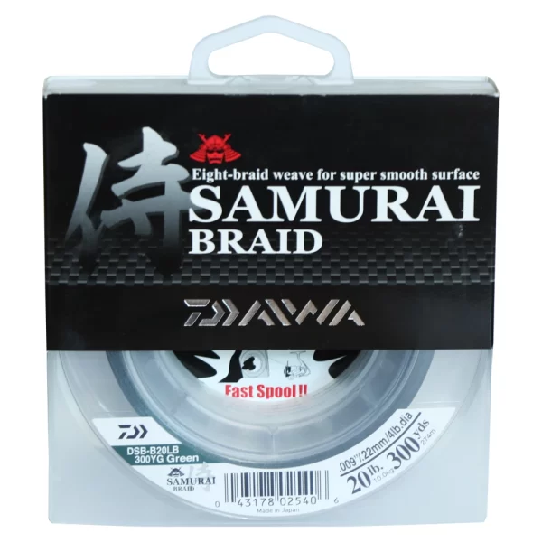 DSB-B20LB300YG LÍNEA TRENZADA PARA PESCA SAMURAI BRAID – 20 LBS 300 YDS – COLOR VERDE – DAIWA