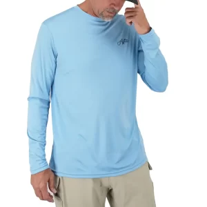 M61145-MBL PLAYERA MOMENTUM DE MANGA LARGA – BAHAMA HEATHER – AFTCO