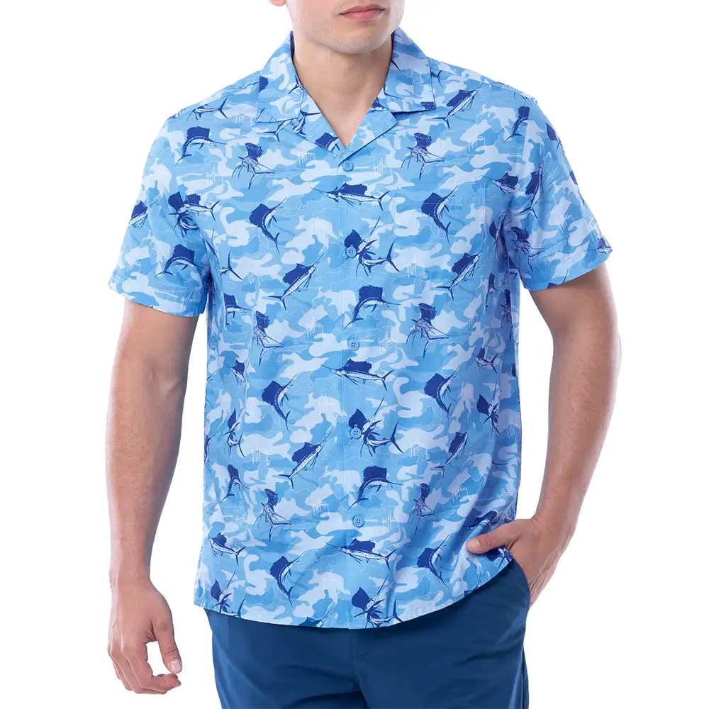 Camisa de pesca para Caballero Camo Sail – Manga Corta – Color Bonnie Blue – Varias Tallas - Guy Harvey