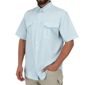 M45333-LBLU CAMISA APEX STRETCH SS DE MANGA CORTA – LIGHT BLUE – AFTCO
