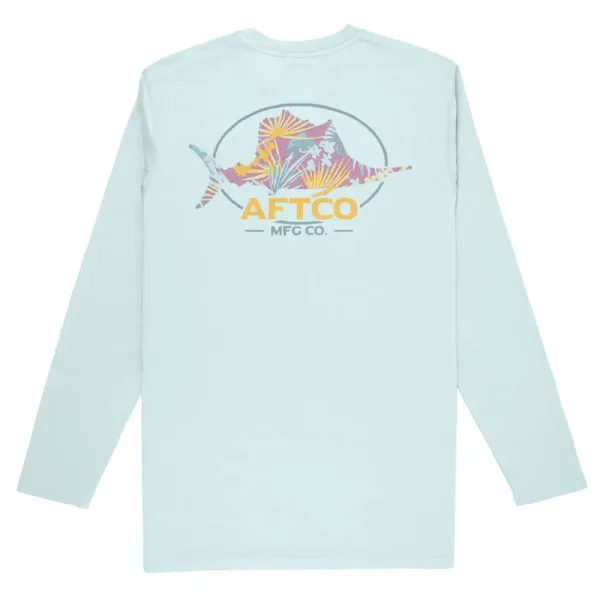 M61190-SPR PLAYERA TROPICAL UVX DE MANGA LARGA – COLOR SPROUT – AFTCO