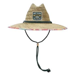 MC9033-NAT SOMBRERO BOATBAR FLORAL DE PAJA PARA PESCA – UNITALLA – AFTCO