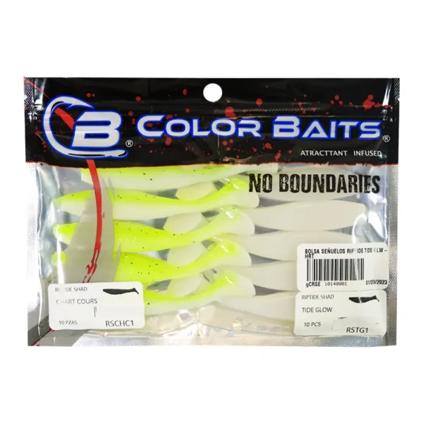 Señuelo Blando Riptide Shad – 4’’ De Largo – Color Chartreuse y Blanco – Color Baits