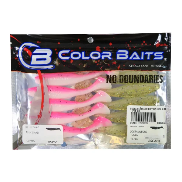 Señuelo Blando Riptide Shad – 4’’ De Largo – Color Rosa y Dorado – Color Baits