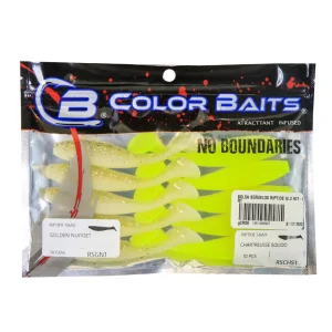 Señuelo Blando Riptide Shad – 4’’ De Largo – Color Dorado y Chartreusse – Color Baits