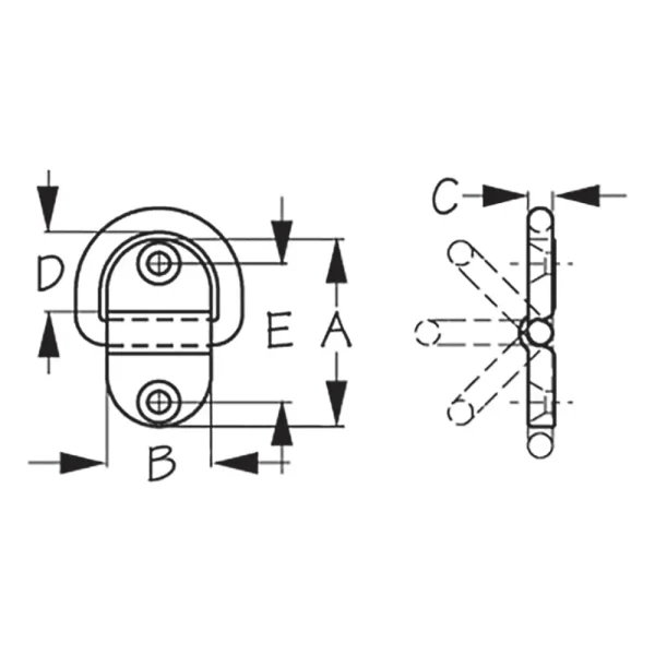 048610-1 ARGOLLA EN “D” PLEGABLE 2 1-18” – SEA DOG