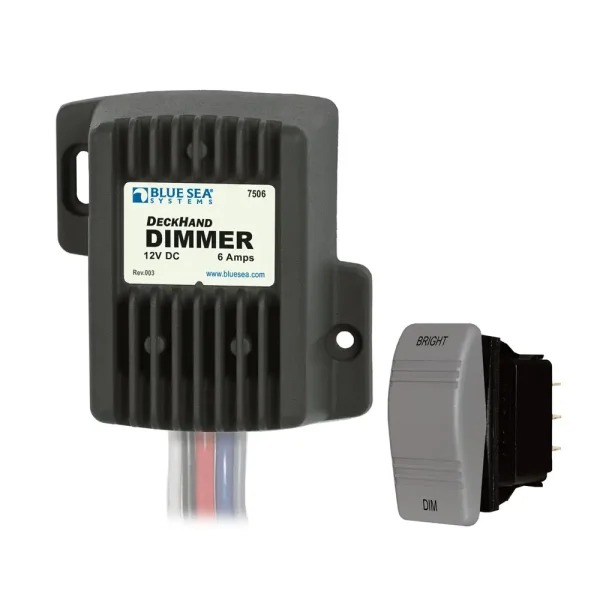 7506 Dimer De Cubierta Con Salida Iluminada Y Retardo De Tiempo Ajustable – 6 AMP 12 V DC - Blue Sea Systems