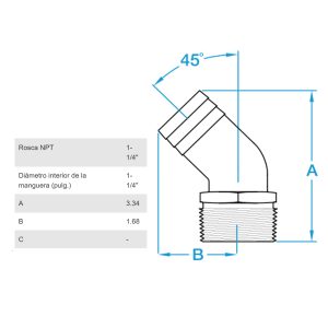  PTHD-1250 Codo Para Conectar Manguera 1 1-4 - Bronce – Groco