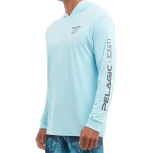 101524112S-TAB PLAYERA CON CAPUCHA AQUATEK OUTER REALM DE MANGA LARGA – COLOR AZUL TAHITÍ – PELAGIC