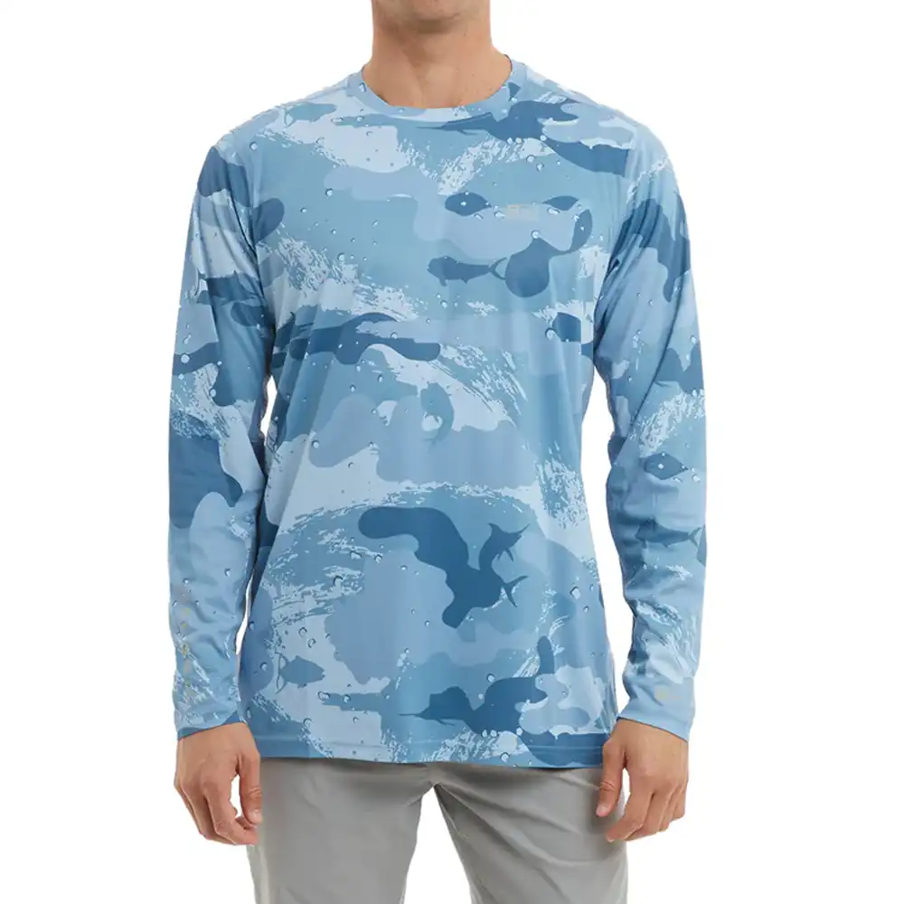 1015251003-SLT PLAYERA VAPORTEK DE MANGA LARGA – COLOR SLATE – PELAGIC