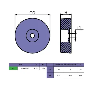 SGBA506Z ÁNODO DE ZINC REDONDO PARA CASCO – DIÁMETRO DE 140 MM – MARTYR