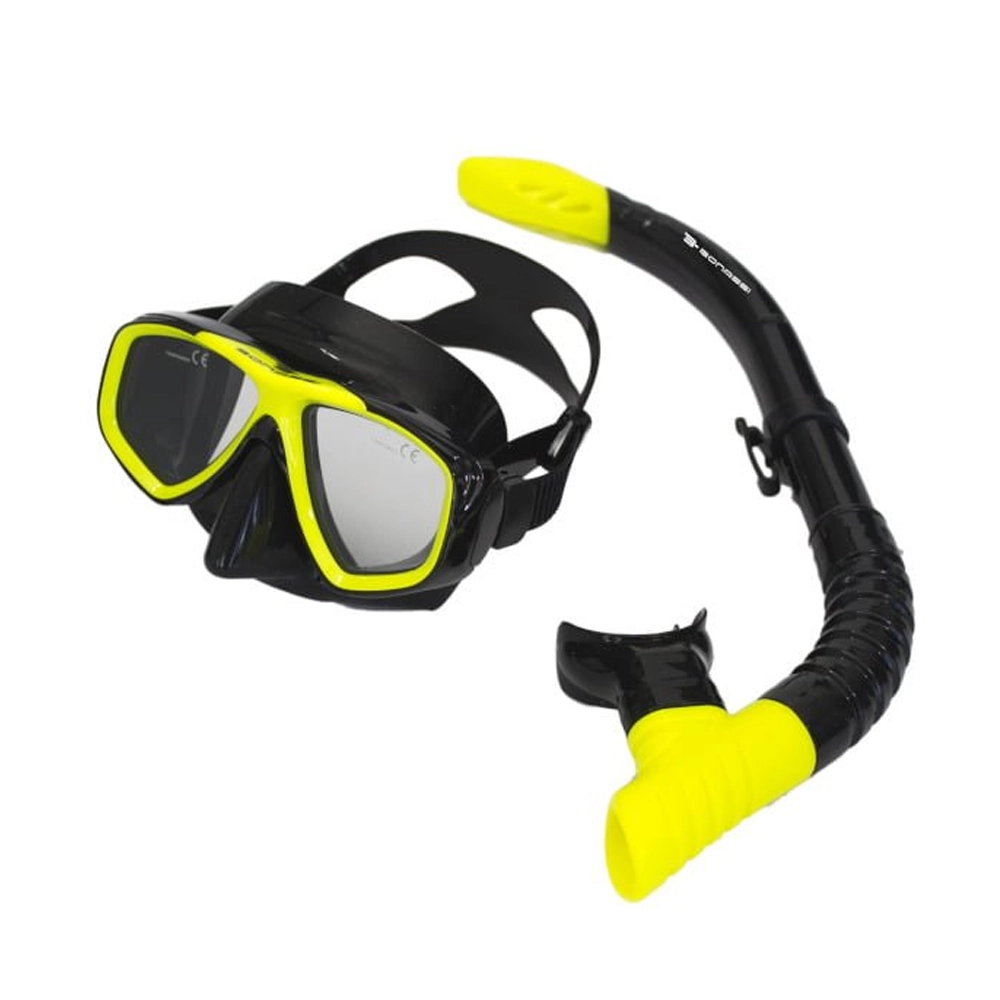 CS145010B Combo Venture Pro Para Adulto De Visor + Snorkel – Color Negro y Amarillo - Bonassi