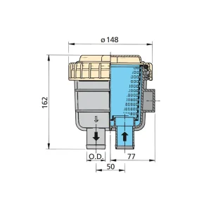 FTR330-13 Filtro De Agua - Interior De Tubo De Media pulgada - VETUS