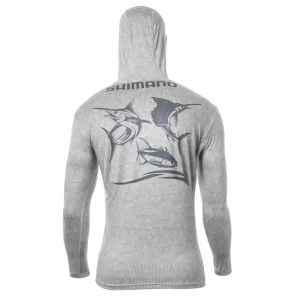 12808 Playera Con Gorro – Estampado Trasero De Peces - Color Camo Gris – Varias Tallas – Shimano