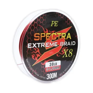 LÍNEA TRENZADA EXTREME BRAID – 30LBS – 300M – 8 HEBRAS – ROJO – SPECTRA
