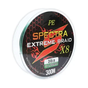 LÍNEA TRENZADA EXTREME BRAID – 30LBS – 300M – 8 HEBRAS – VERDE – SPECTRA