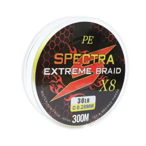 LÍNEA TRENZADA EXTREME BRAID – 30LBS – 300M – 8 HEBRAS – AMARILLO – SPECTRA