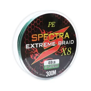 LÍNEA TRENZADA EXTREME BRAID – 40LBS – 300M – 8 HEBRAS – VERDE – SPECTRA