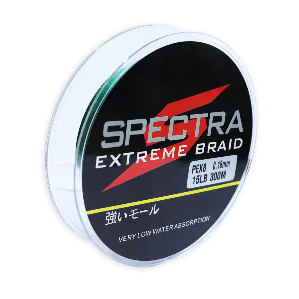 LÍNEA TRENZADA SPECTRA EXTREME BRAID – 15 LBS – 300 M – 8 HEBRAS – COLOR VERDE FOSFORESCENTE – SPECTRA