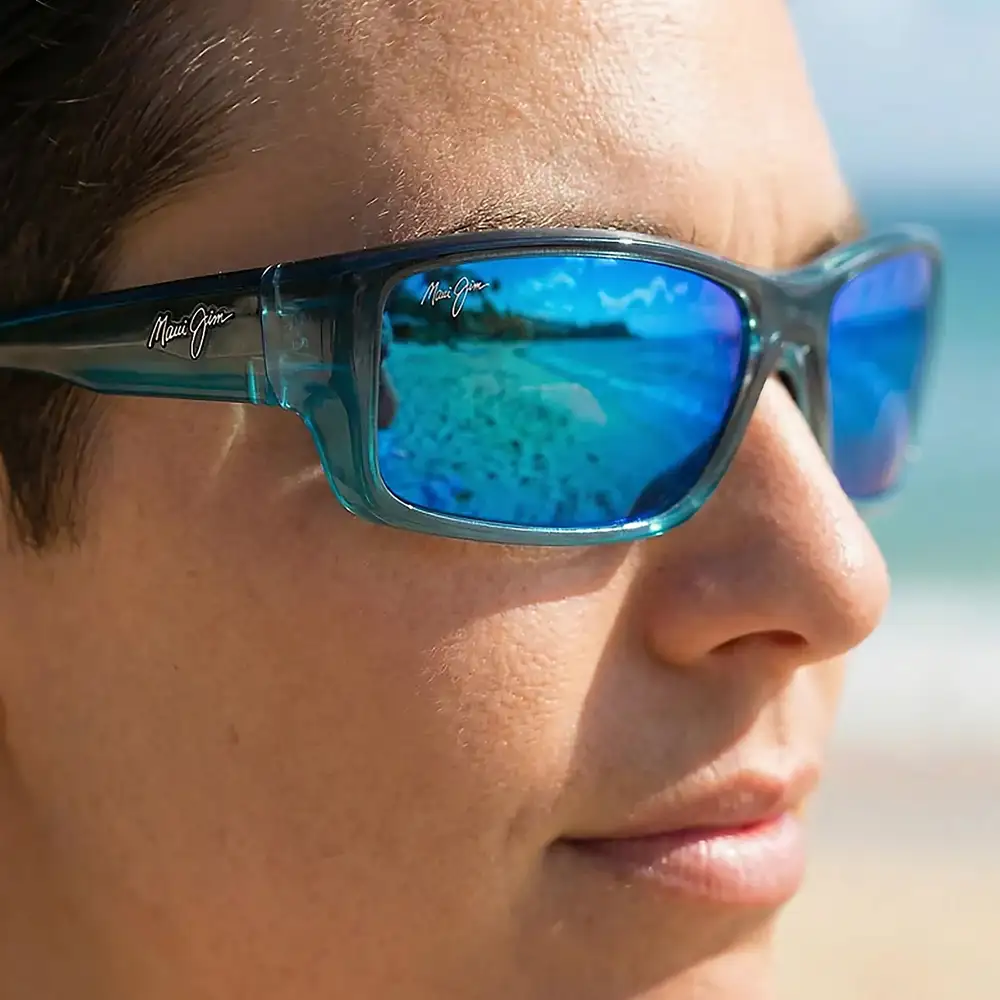 B792-06C LENTES POLARIZADOS BARRIER REEF – MICA DE CRISTAL BLUE HAWAII – ARMAZÓN AZUL CON TURQUESA – MAUI JIM - Imagen 4