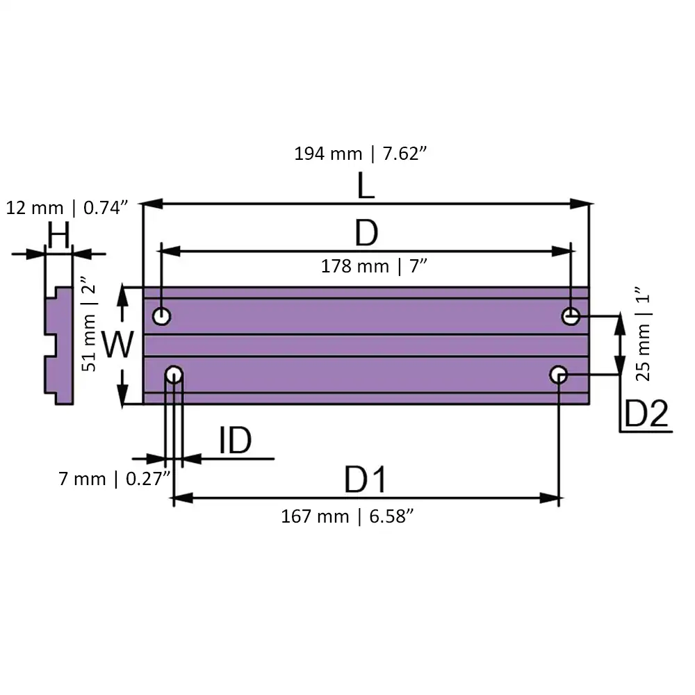 CM818298Z ÁNODO BARRA DE ZINC PARA MERCRUISER™ - 194 X 51 X 12 MM – MARTYR - Imagen 2