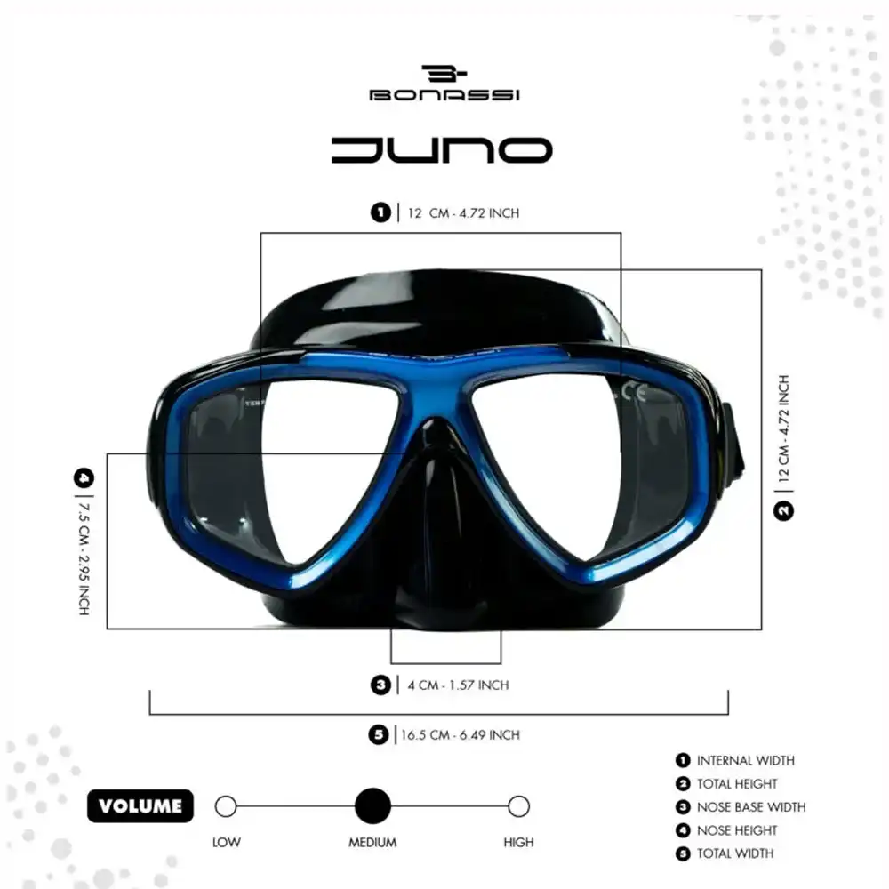 VR115010NP MÁSCARA PARA BUCEO JUNO – COLOR NEGRO/AMARILLO – BONASSI - Imagen 2