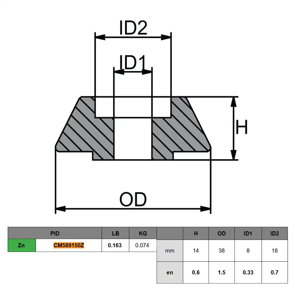 CM589150Z ÁNODO DE ZINC PARA TUERCA DE HÉLICE LEWMAR 140TT – MARTYR - Imagen 2