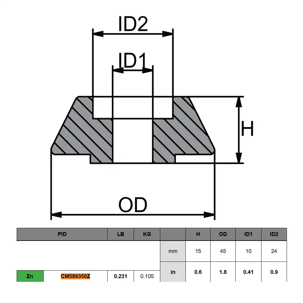 CM589350Z ÁNODO DE ZINC PARA PROPULSOR DE PROA LEWMAR – 15 X 45 X 10 X 24 MM – MARTYR - Imagen 2