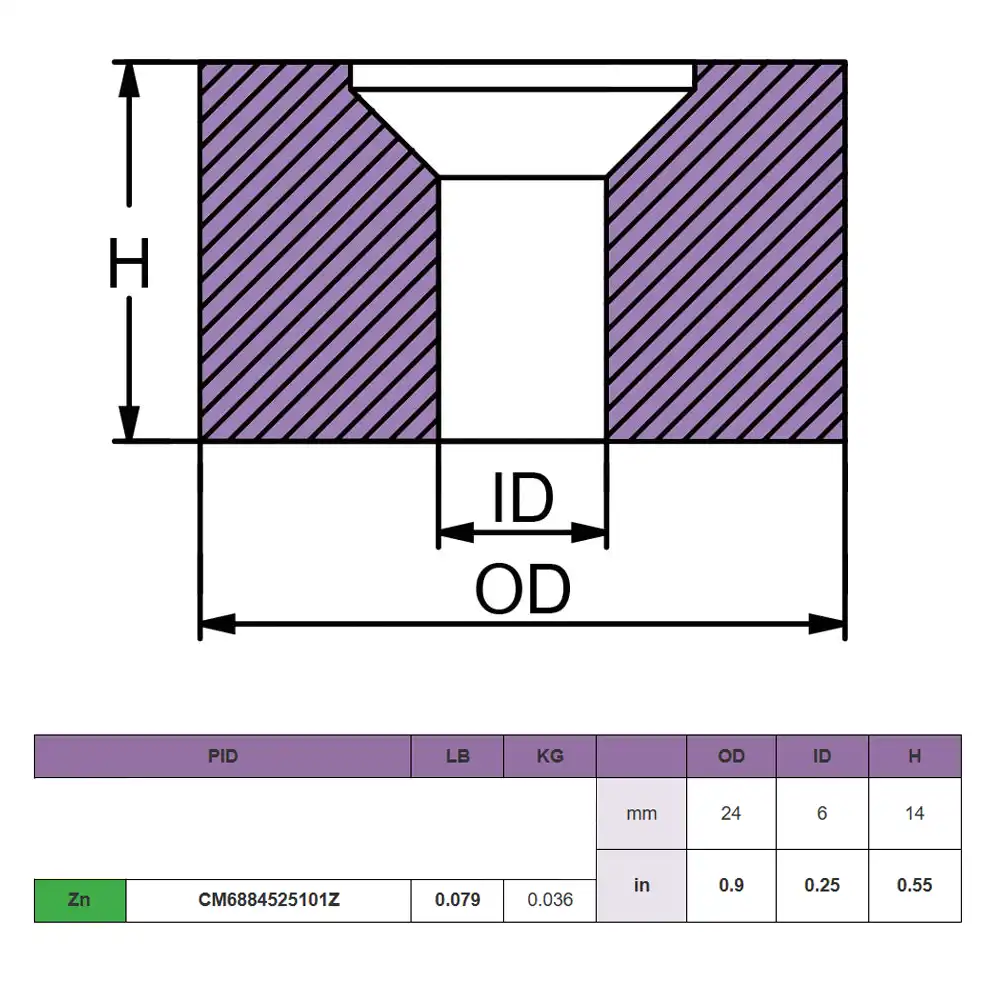 CM6884525101Z ÁNODO TIPO ANILLO DE ZINC PARA YAMAHA – 24 X 6 X 14 MM – MARTYR - Imagen 2