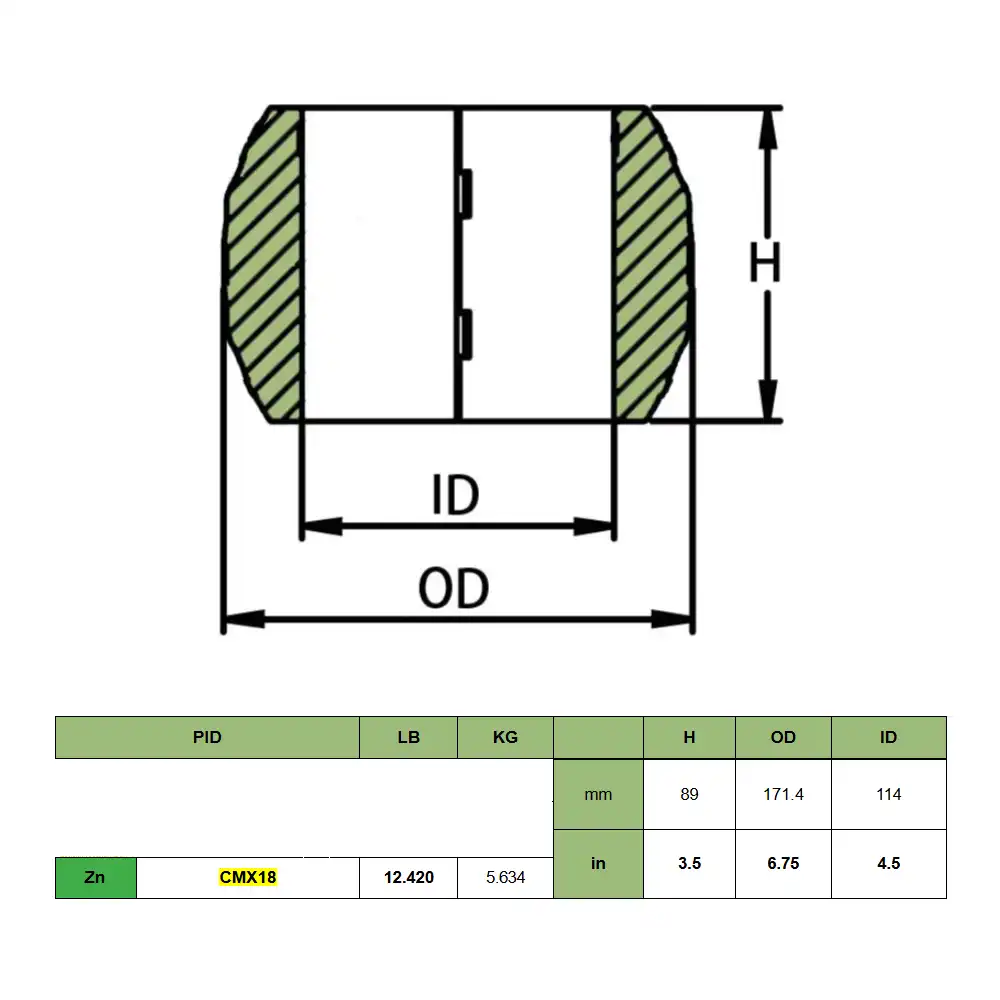CMX18 ÁNODO DE ZINC PARA FLECHA – 89 X 171.4 X 114 MM – MARTYR - Imagen 2